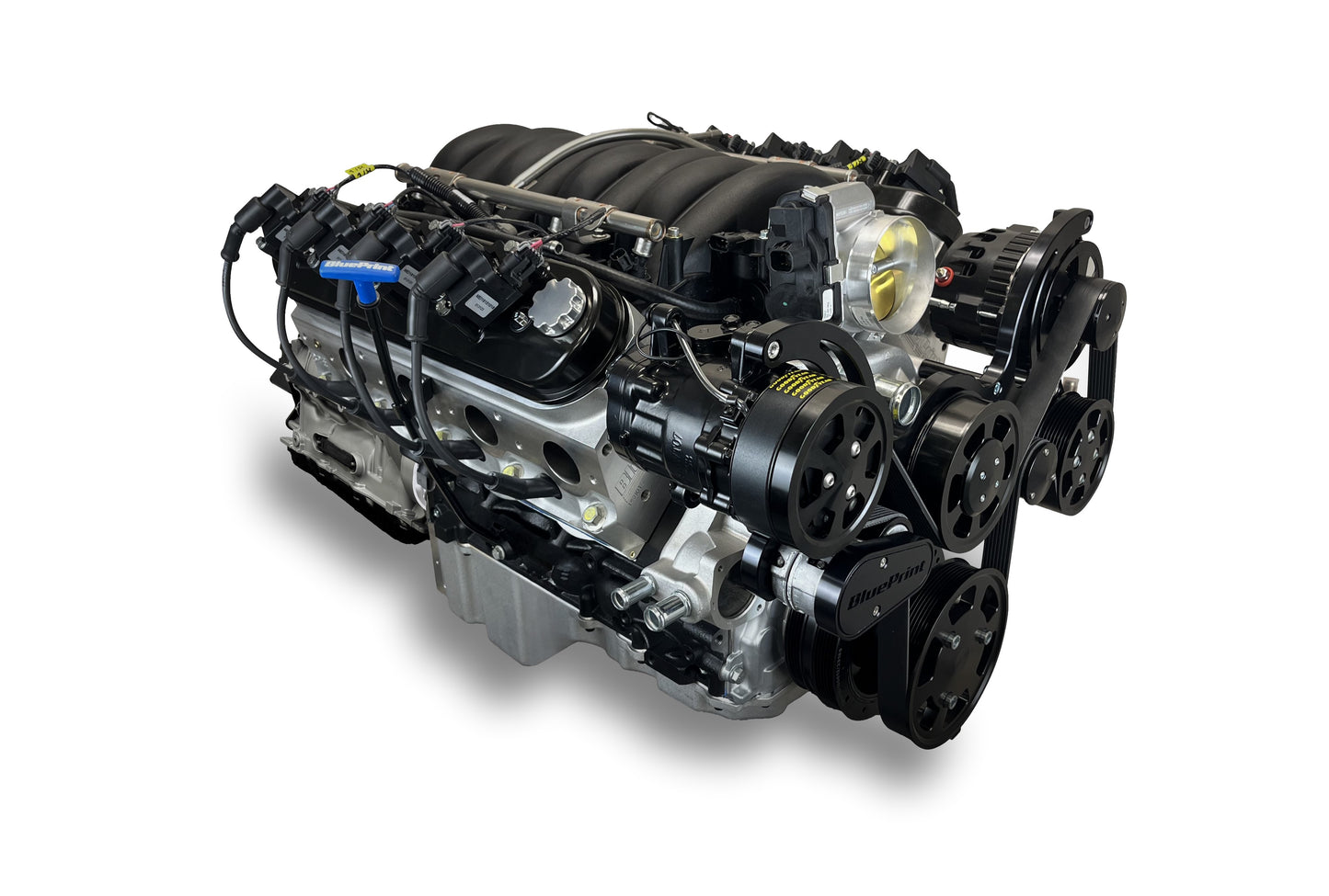 BluePrint Engines GM LS Compatible 376 C.i. Engine And ZF-8 Speed Automatic Transmission - Standard Edition Builder Series - Black Pulley Kit - BluePrint Engines Calibrated ECU