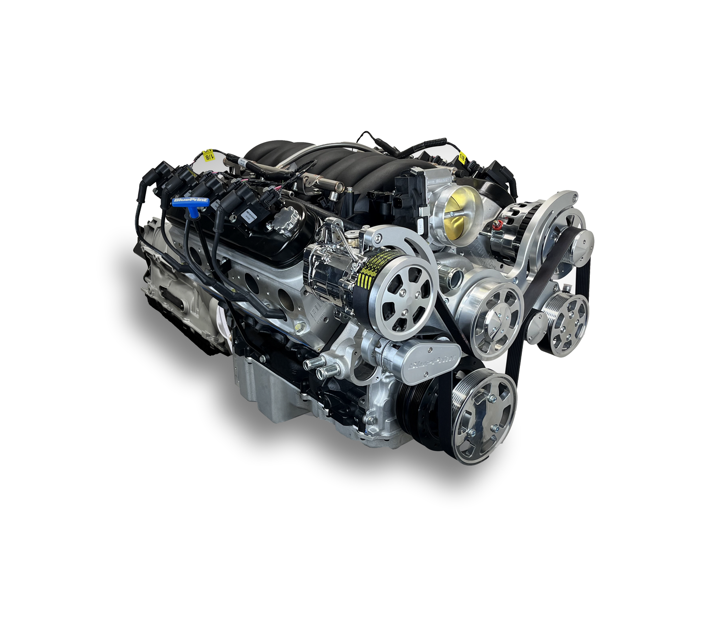 BluePrint Engines GM LS Compatible 376 C.i. Engine And ZF-8 Speed Automatic Transmission - Standard Edition Builder Series - Polished Pulley Kit - BluePrint Engines Calibrated ECU