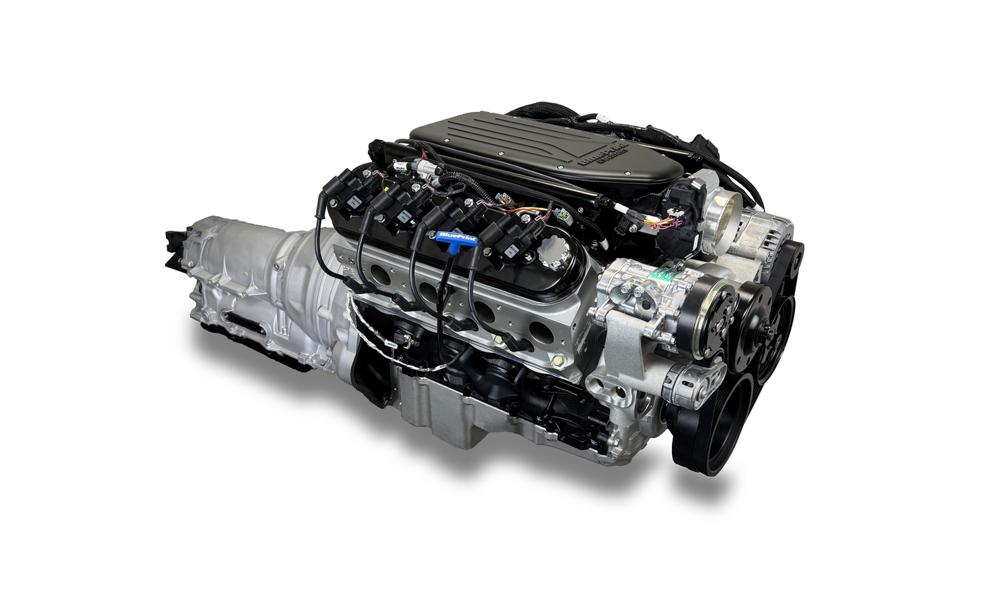 BluePrint Engines GM LS Compatible 376 C.i. Engine And ZF-8 Speed Automatic Transmission - Standard Edition Builder Series - Natural Pulley Kit - BluePrint Engines Calibrated ECU