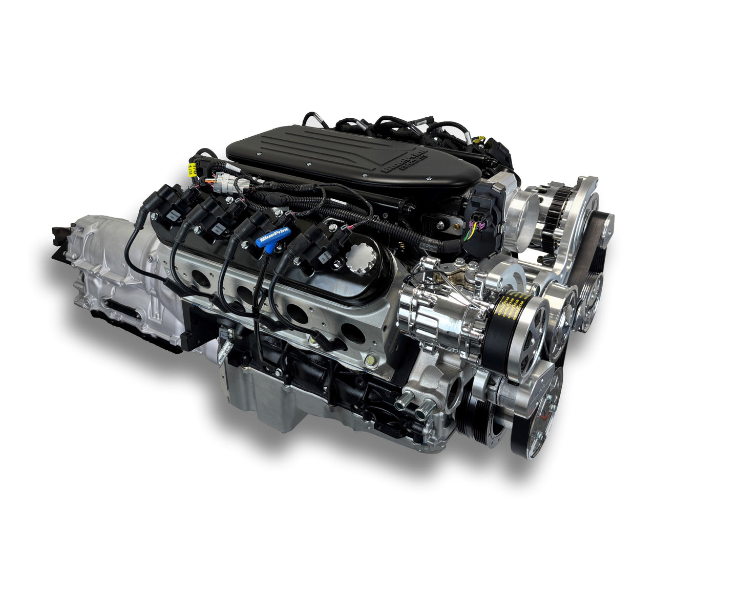 BluePrint Engines GM LS Compatible 376 C.i. Engine And ZF-8 Speed Automatic Transmission - Standard Edition Builder Series - Polished Pulley Kit - BluePrint Engines Calibrated ECU