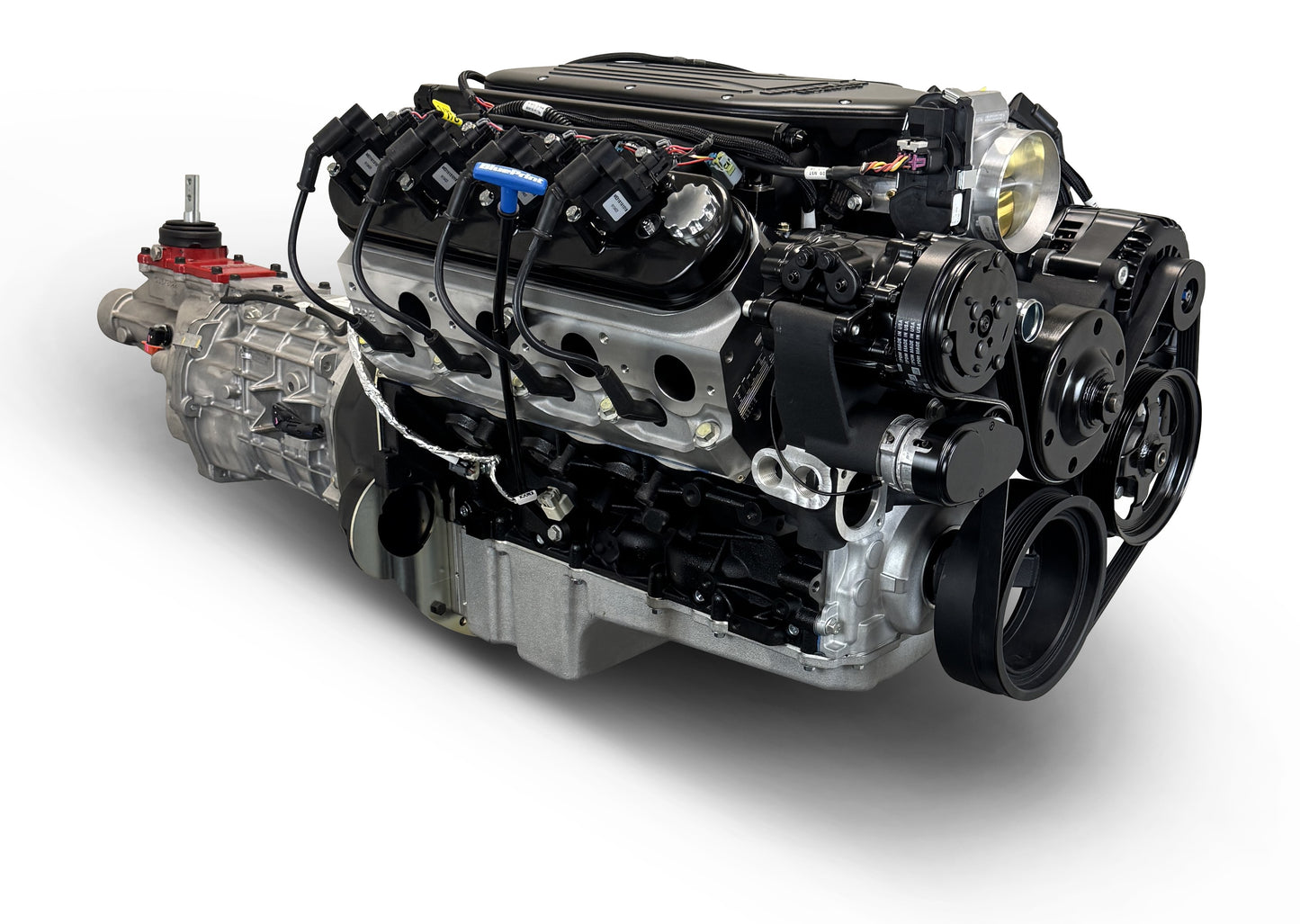 BluePrint Engines GM LS Compatible 427 C.i. Engine And T56 Manual Transmission - Standard Edition Builder Series - Black Pulley Kit - Holley Terminator X EFI System