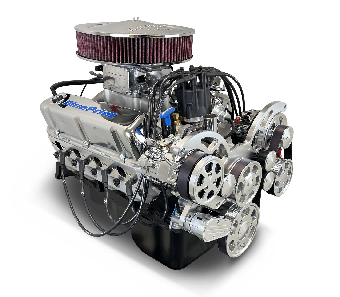 BluePrint Engines Ford Small Block Compatible 347 C.I. Deluxe Dressed - Front Sump Oil Pan - Polished Pulley Kit - Fuel Injected