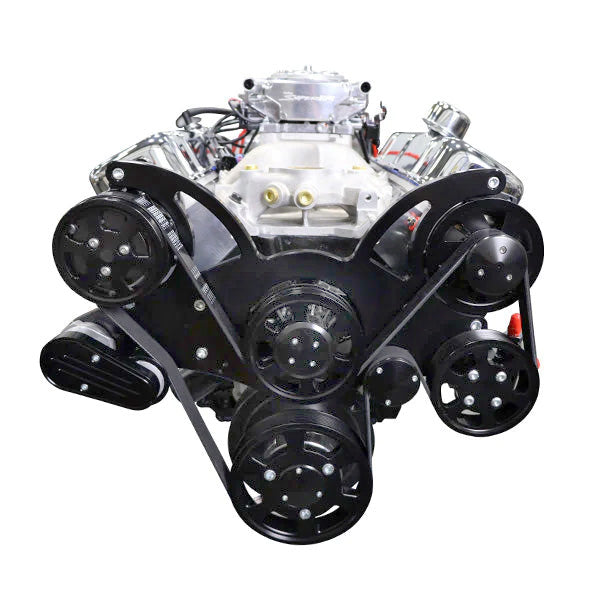 BluePrint Engines GM Small Block Compatible 496 C.I. Deluxe Dressed - Black Pulley Kit - Carbureted