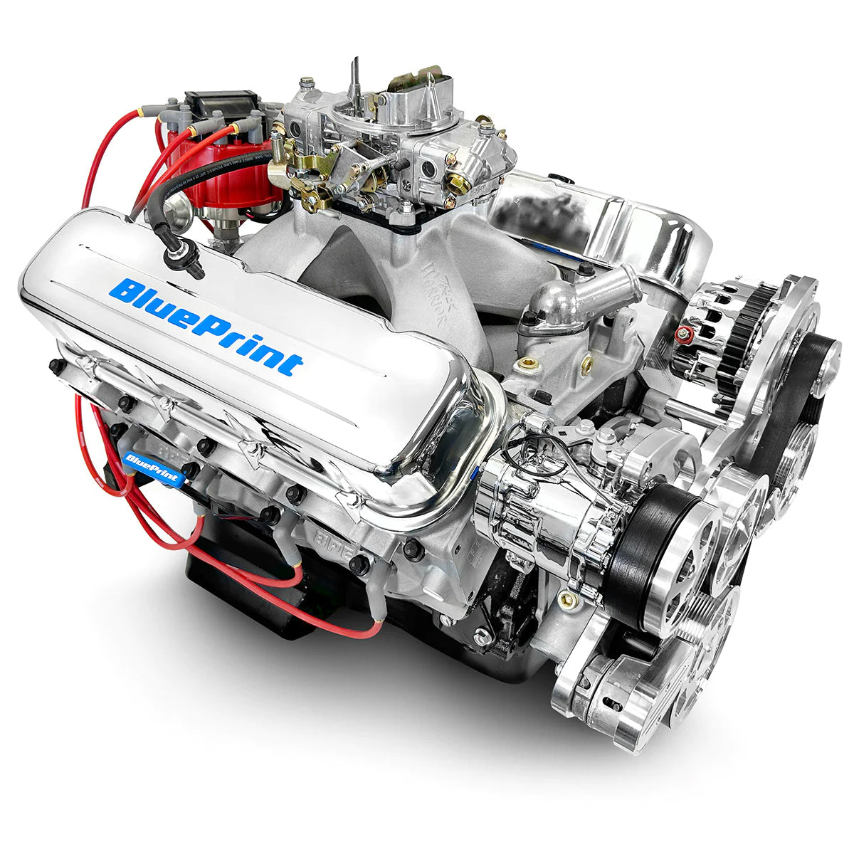 BluePrint Engines GM Small Block Compatible 496 C.I. Deluxe Dressed - Polished Pulley Kit - Carbureted