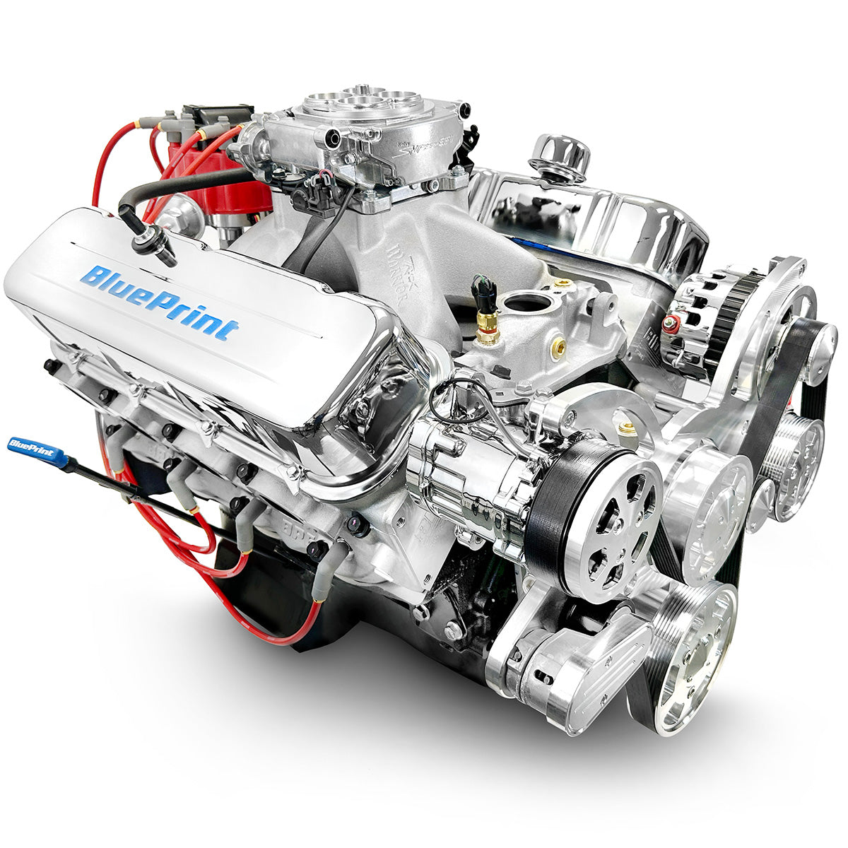 BluePrint Engines GM Small Block Compatible 496 C.I. Deluxe Dressed - Polished Pulley Kit - Fuel Injected