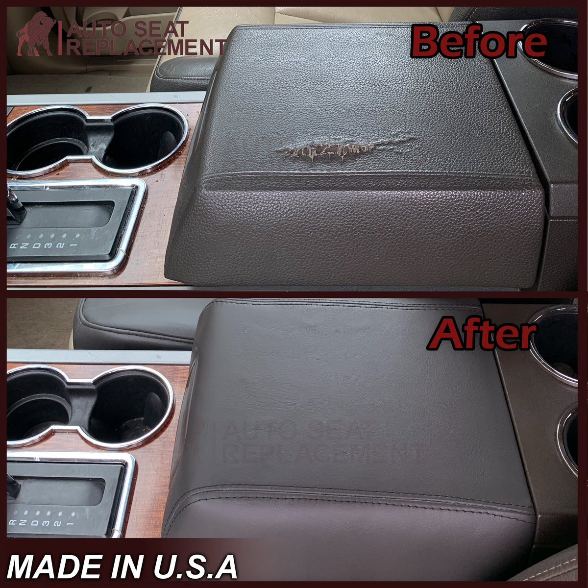 2007 - 2014 Ford Expedition Eddie Bauer Center Console Armrest Lid Cover In Black: Choose leather OR Vinyl