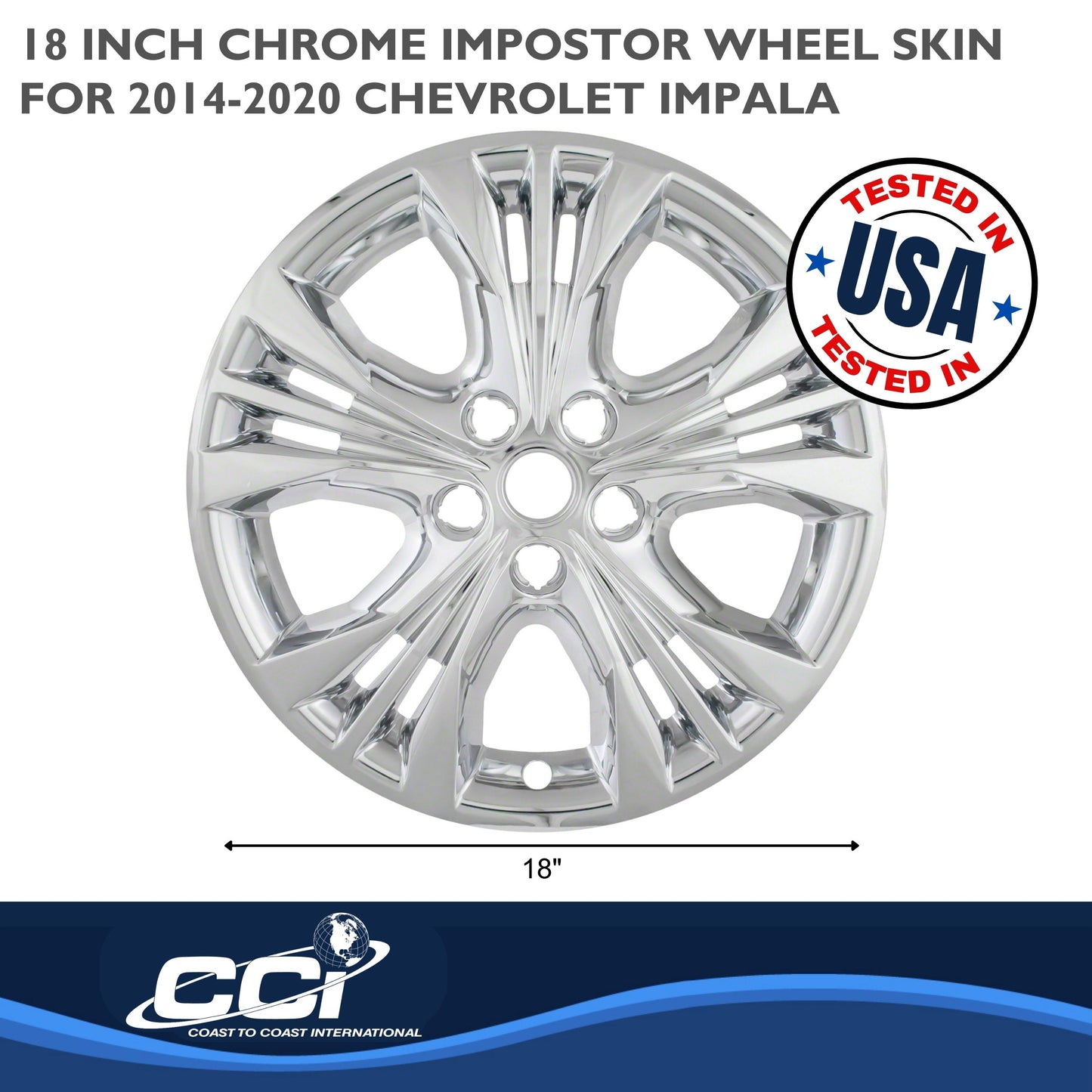 Coast To Coast Wheel Cover 18 Inch 5 Split Spoke Chrome Set Of 4