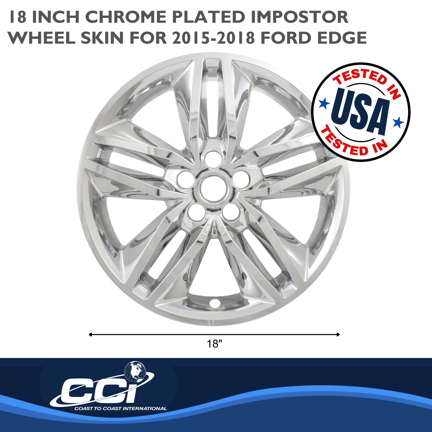 Coast To Coast Wheel Cover 18 Inch 5 Double Spoke Chrome Set Of 4