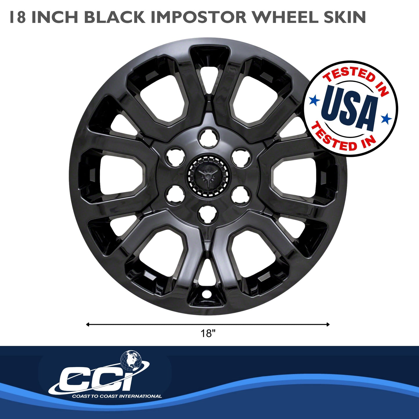 Coast To Coast Wheel Cover 18 Inch 6 Spoke Gloss Black Set Of 4