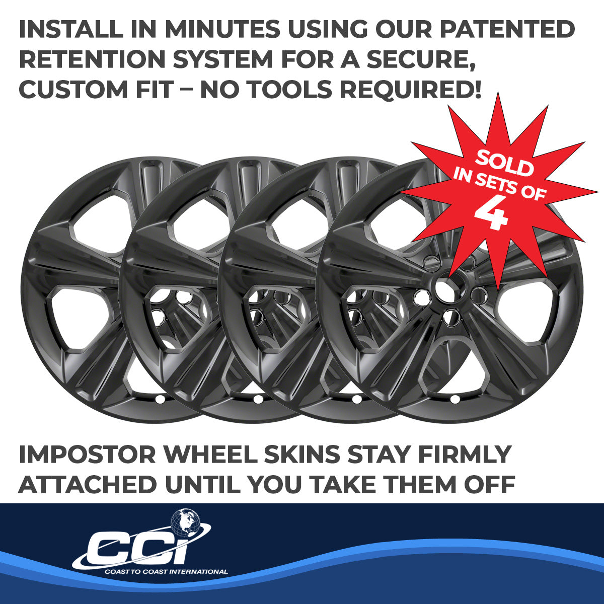 Coast To Coast Wheel Cover 17 Inch 5 Spoke Gloss Black Set Of 4