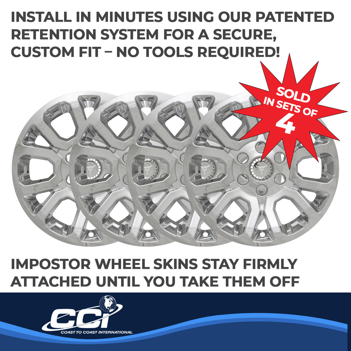 Coast To Coast Wheel Cover 18 Inch 6 Double Spoke Chrome Set Of 4
