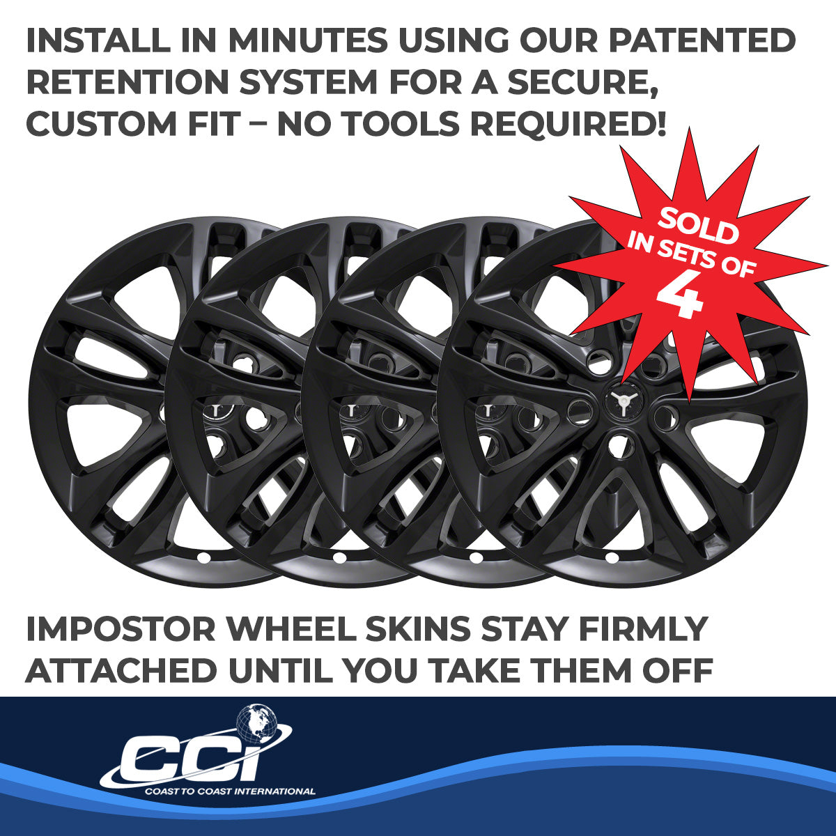 Coast To Coast Wheel Cover 17 Inch 10 Spoke Gloss Black Set Of 4