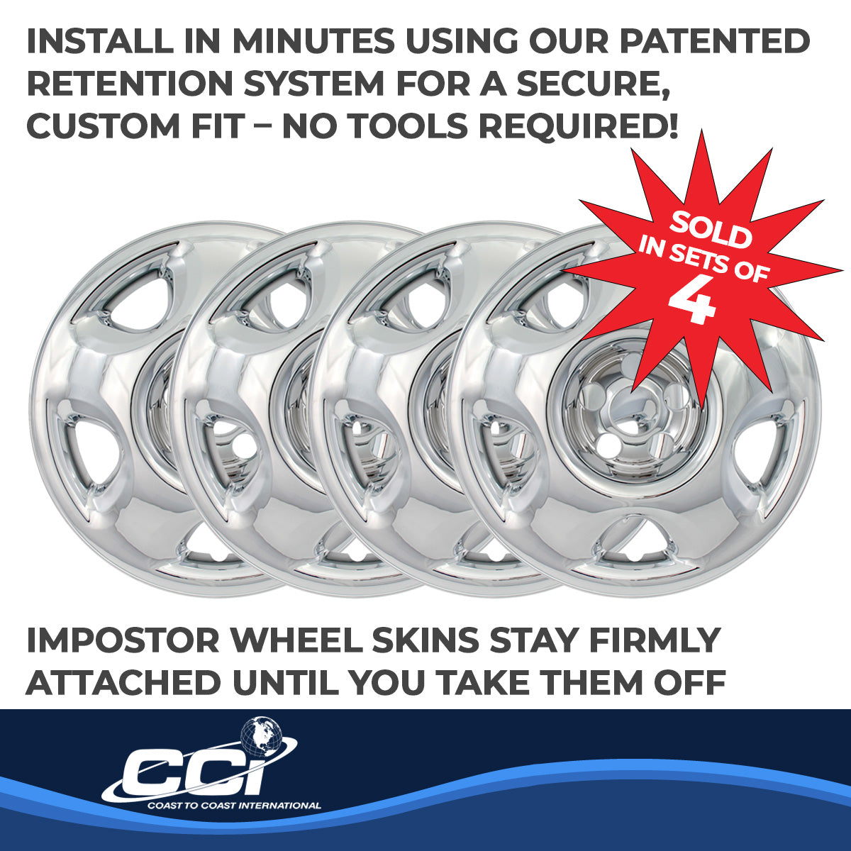 Coast To Coast Wheel Cover 17 Inch 5 Spoke Chrome Set Of 4 Steel