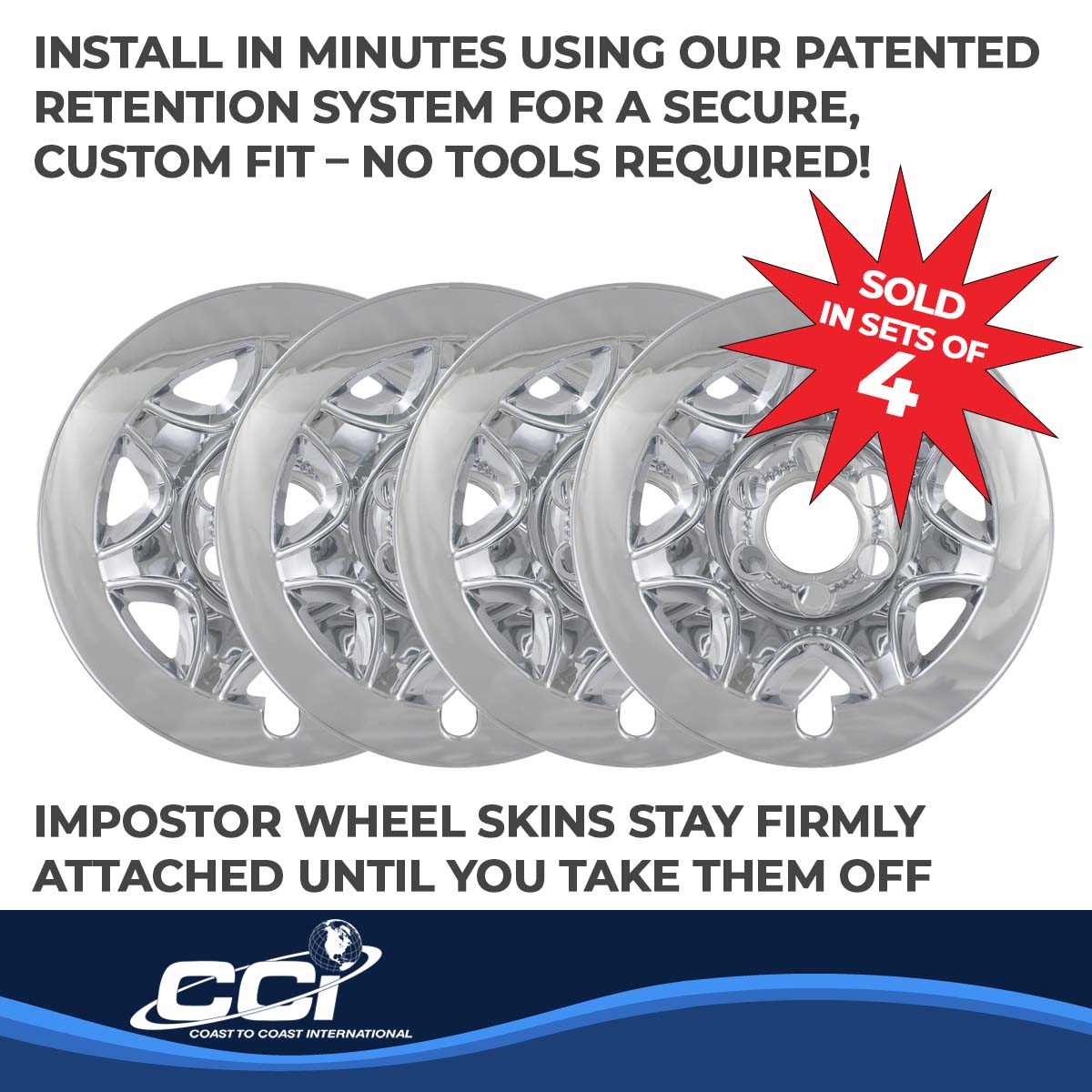 Coast To Coast Wheel Cover 17 Inch 7 Spoke Chrome Set Of 4 Steel