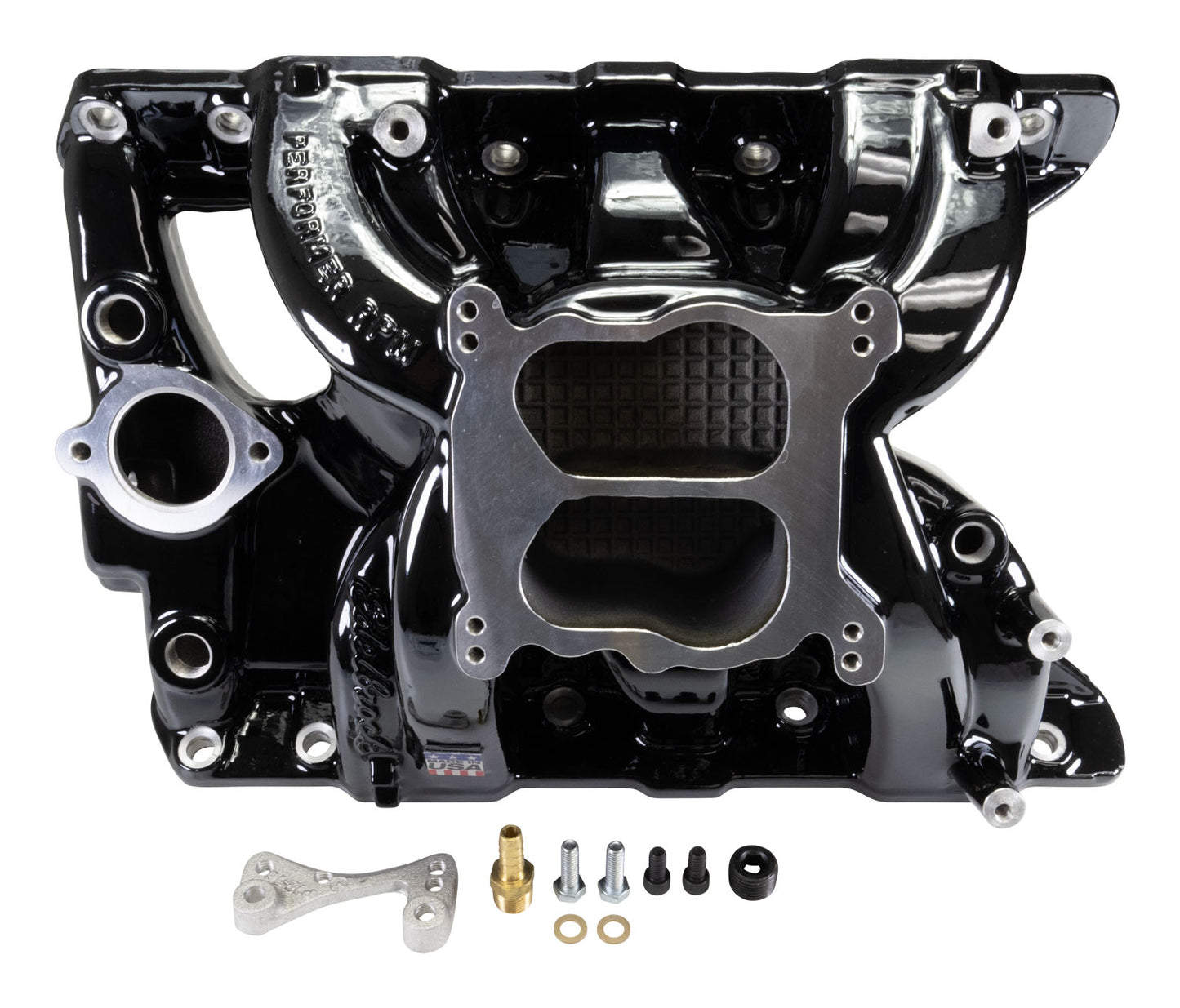 Performer RPM Pontiac 326-455 Intake Manifold Black Plasma Finish