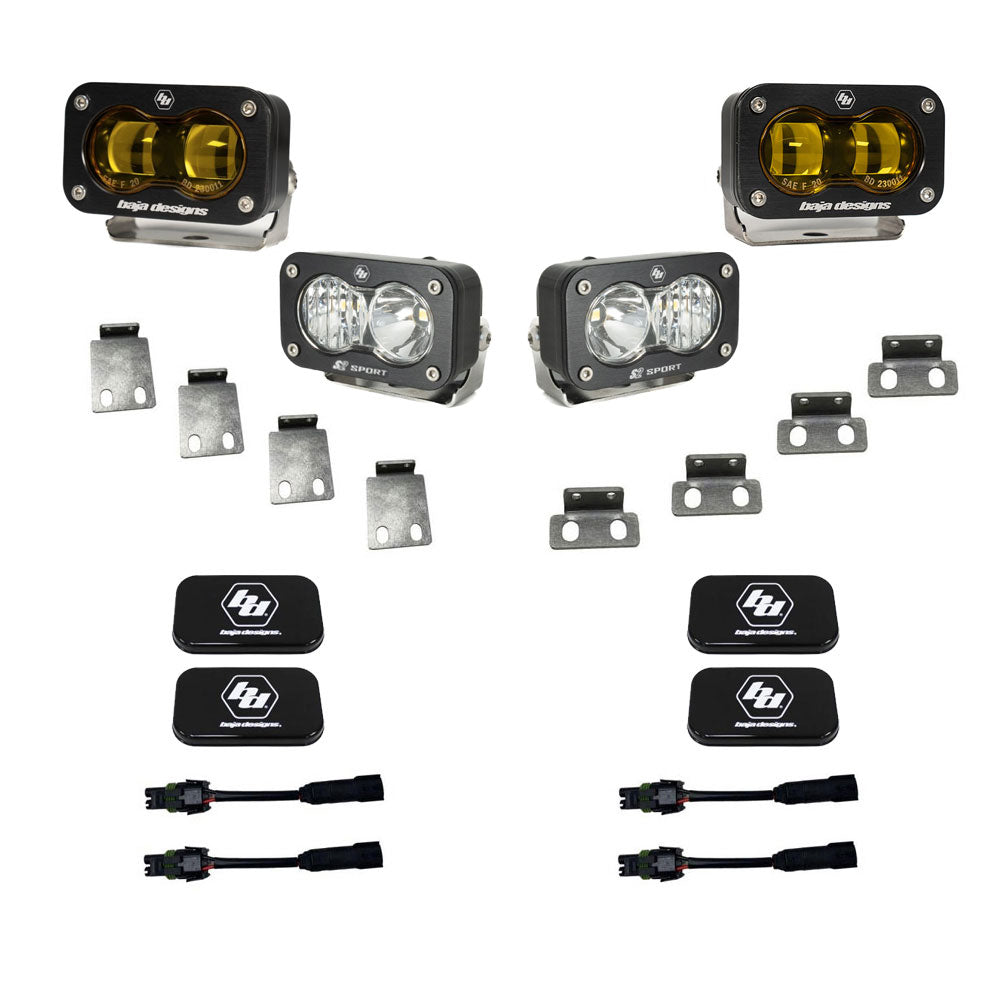 S2 SAE Amber/S2 Sport Fog Pocket Kits - Ford '21-25 F-150 Raptor '23-25 Bronco Raptor '24-25 F-150 Raptor 37/R