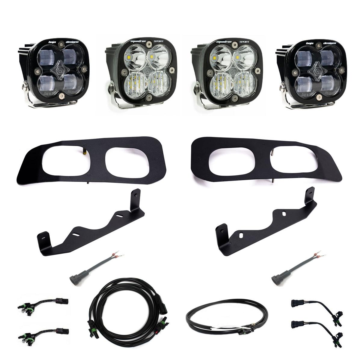 Squadron SAE/Sport Fog Pocket Kit - 2023-25 Ford F-250/350 Super Duty (SAE Fog; Clear; Upfitter Wiring)