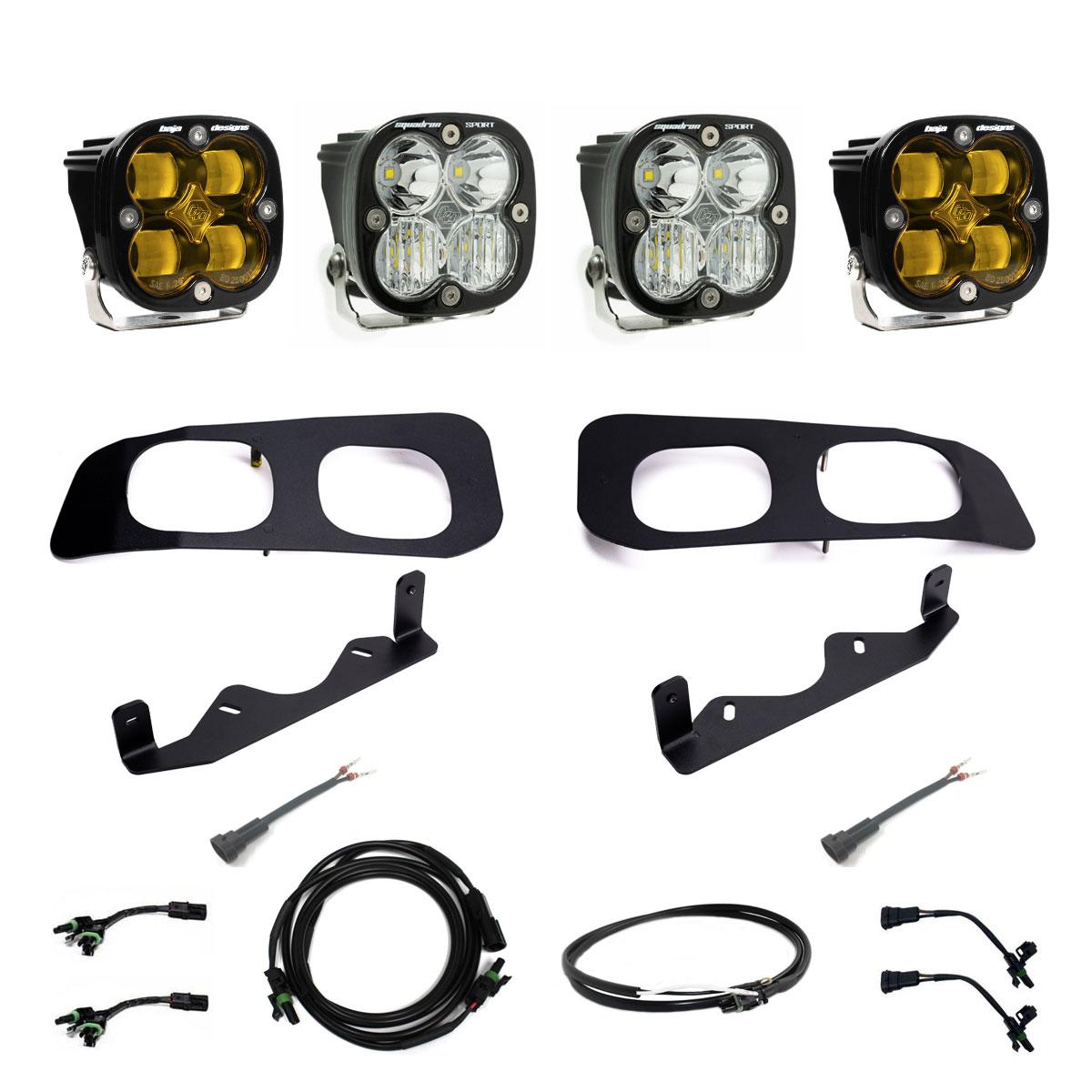 Squadron SAE/Sport Fog Pocket Kit - 2023-25 Ford F-250/350 Super Duty (SAE Fog; Baja Amber; Upfitter Wiring)