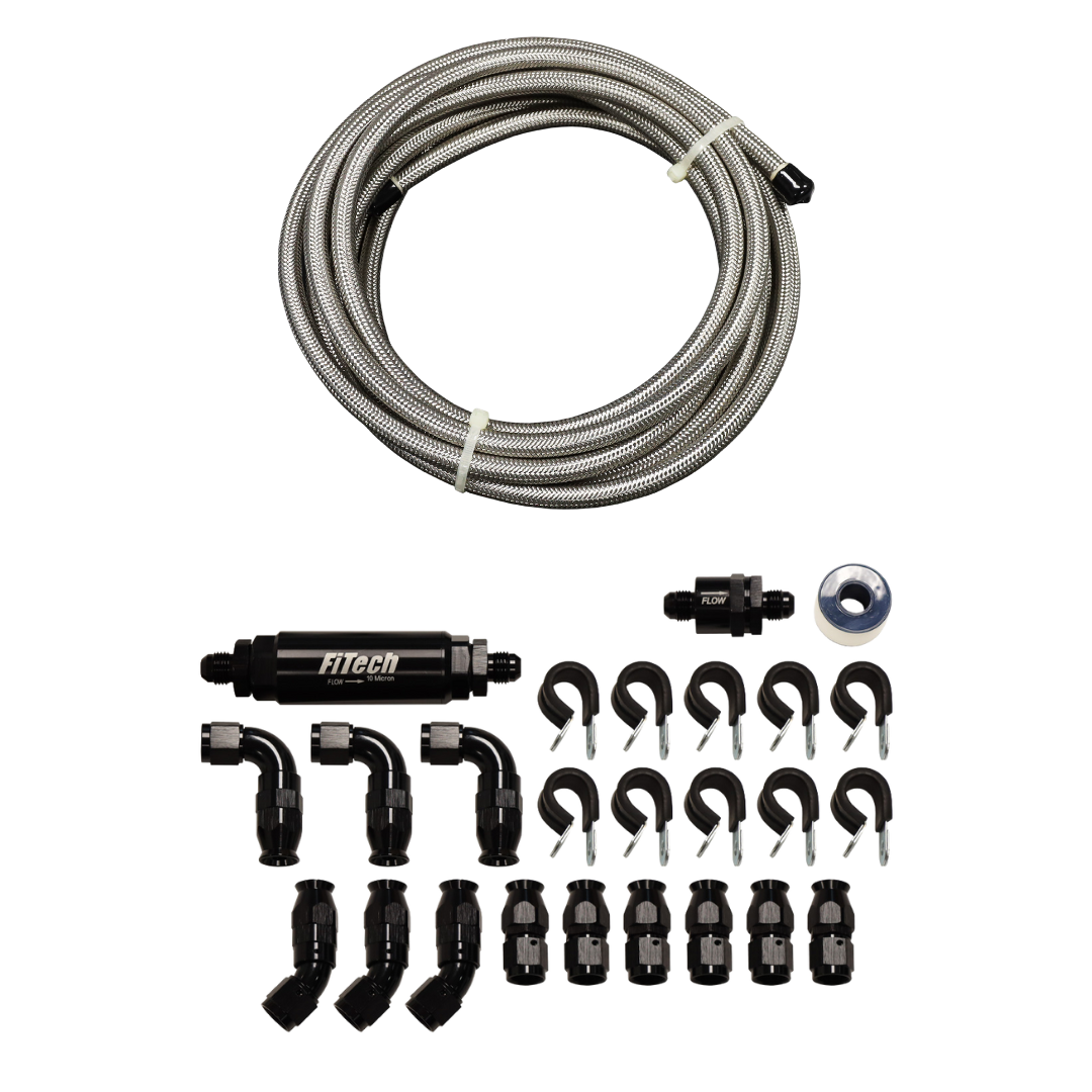 FiTech Go Fuel AN-6 PTFE Stainless Steel 20 Ft Hose Kit