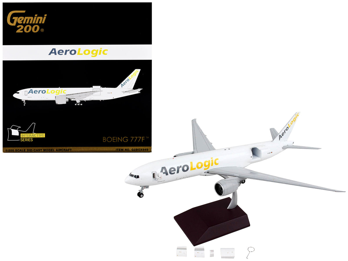Boeing 777F Commercial Aircraft "AeroLogic" White "Gemini 200 - Interactive" Series 1/200 Diecast Model Airplane by GeminiJets free shipping USA