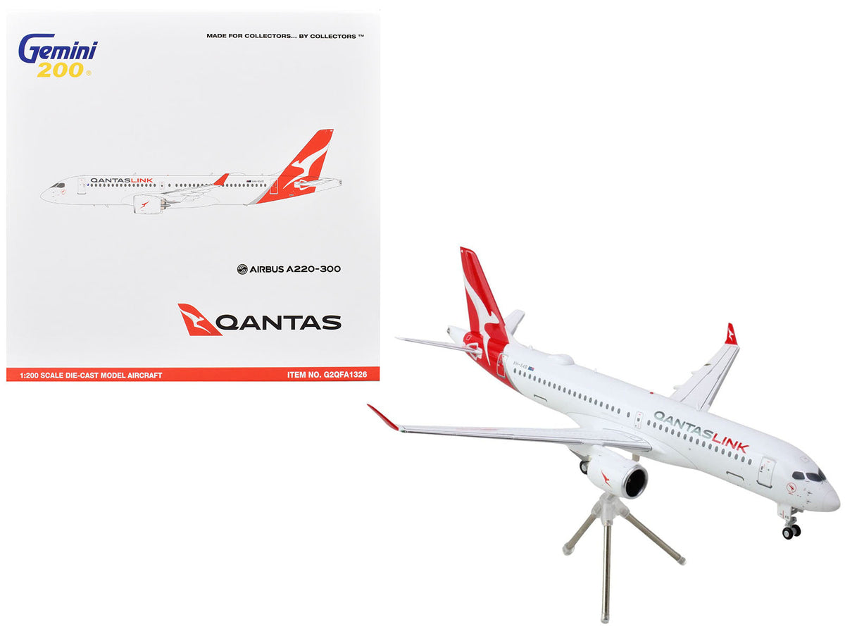 Airbus A220-300 Commercial Aircraft "QantasLink - Qantas Airways" (VH-4XB) White with Red Tail "Gemini 200" Series 1/200 Diecast Model Airplane by GeminiJets free shipping USA