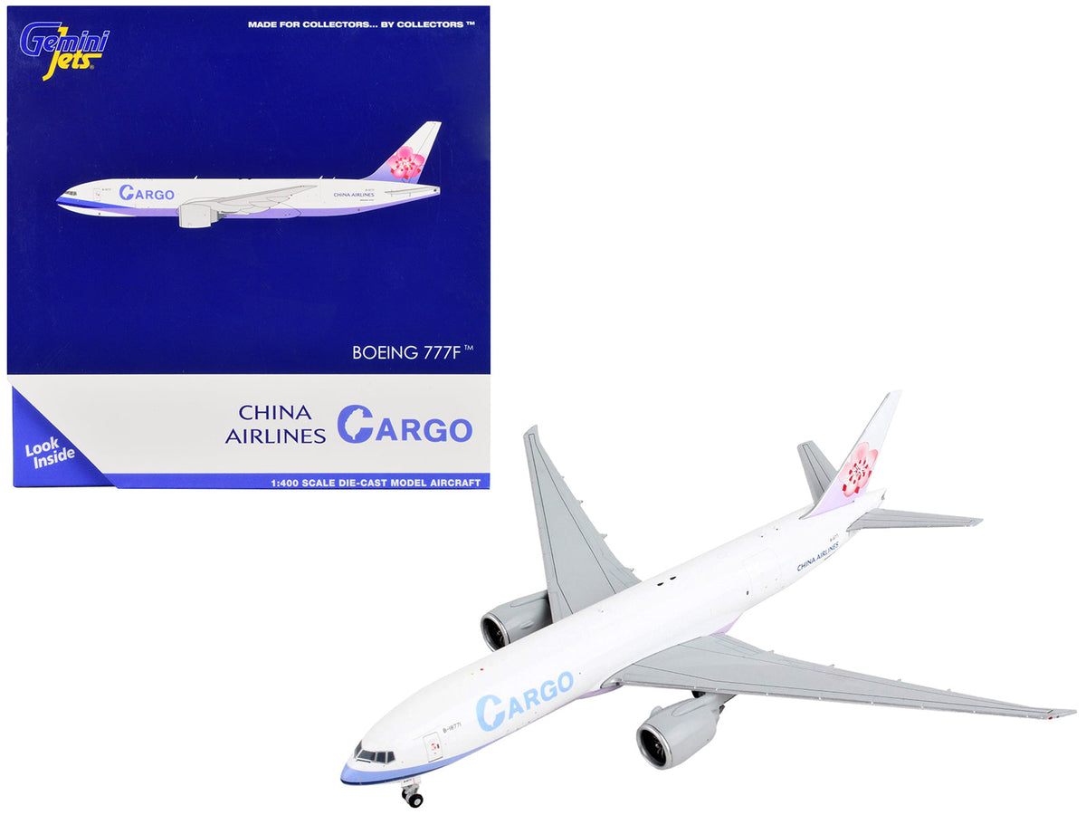 Boeing 777F Commercial Aircraft "China Airlines Cargo" White with Purple Stripes and Tail 1/400 Diecast Model Airplane by GeminiJets free shipping USA