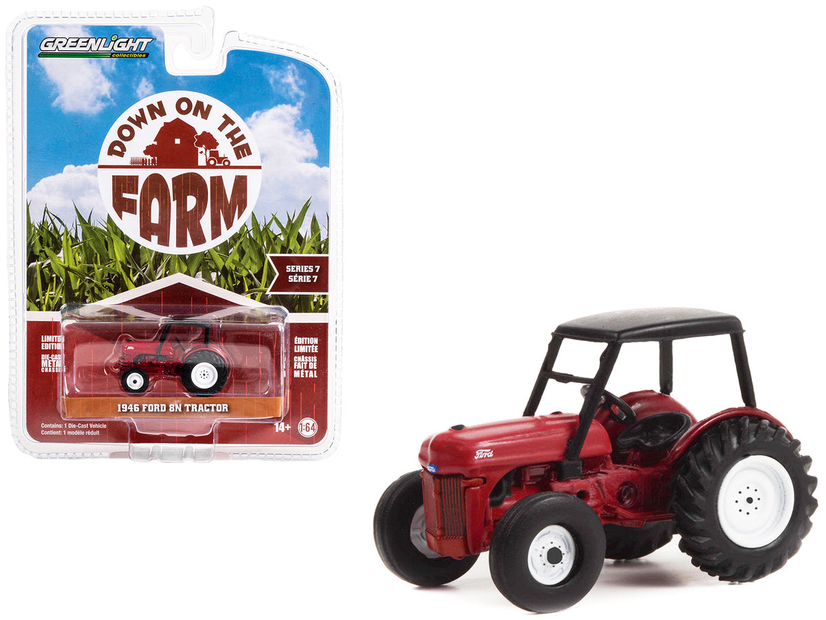 1946 Ford 8N Tractor Red with Black Canopy "Down on the Farm" Series 7 1/64 Diecast Model by Greenlight free shipping USA