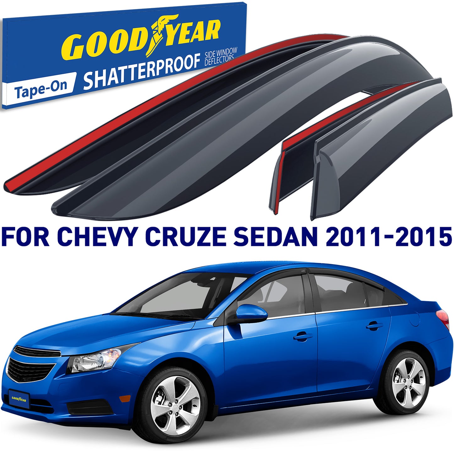 GOODYEAR Tape-On Window Deflectors Shatterproof