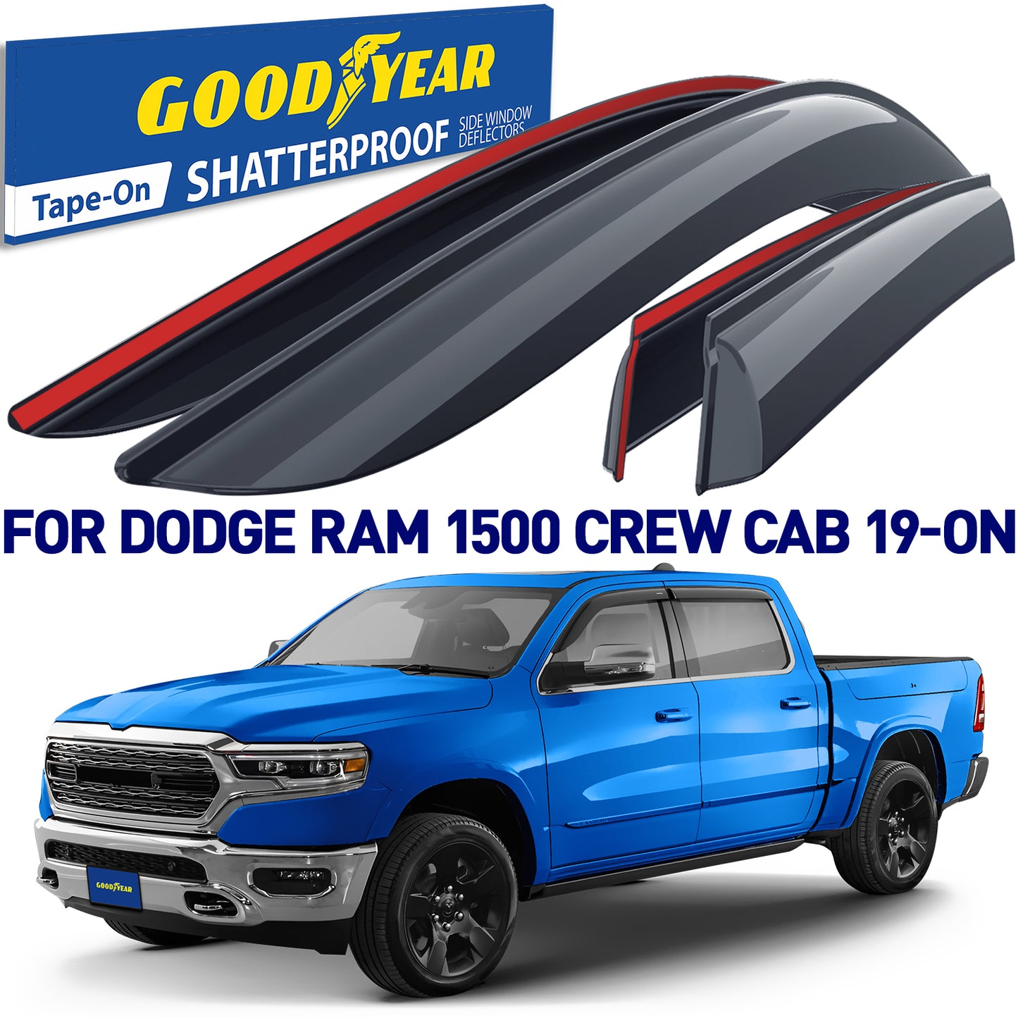 GOODYEAR Tape-On Window Deflectors Shatterproof
