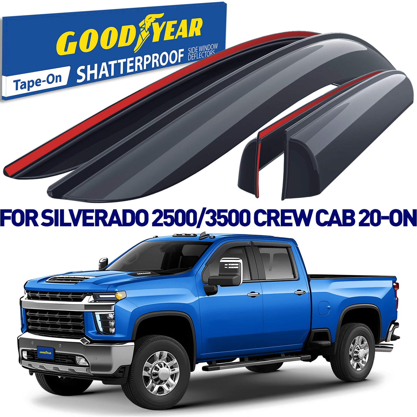 GOODYEAR Tape-On Window Deflectors Shatterproof