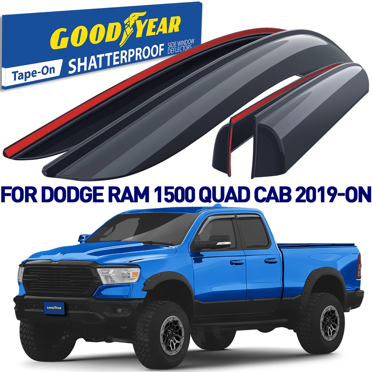 GOODYEAR Tape-On Window Deflectors Shatterproof