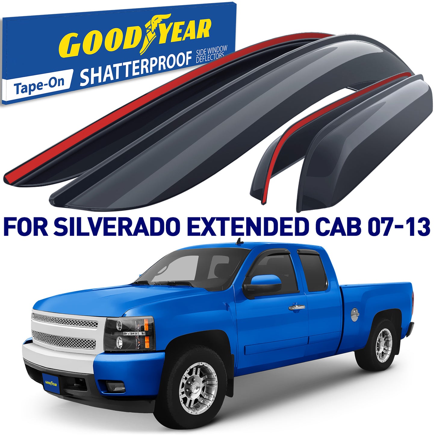 GOODYEAR Tape-On Window Deflectors Shatterproof