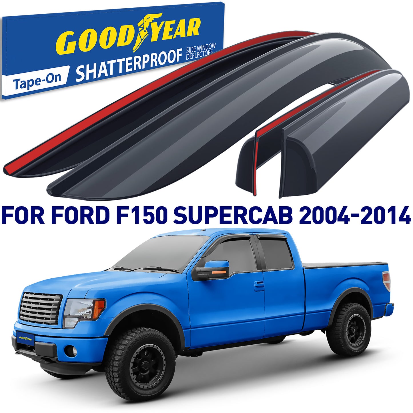 GOODYEAR Tape-On Window Deflectors Shatterproof