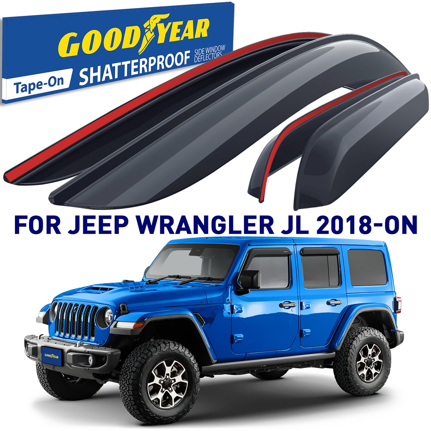 GOODYEAR Tape-On Window Deflectors Shatterproof
