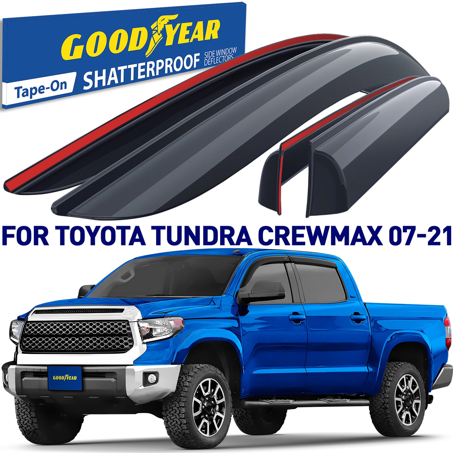 GOODYEAR Tape-On Window Deflectors Shatterproof