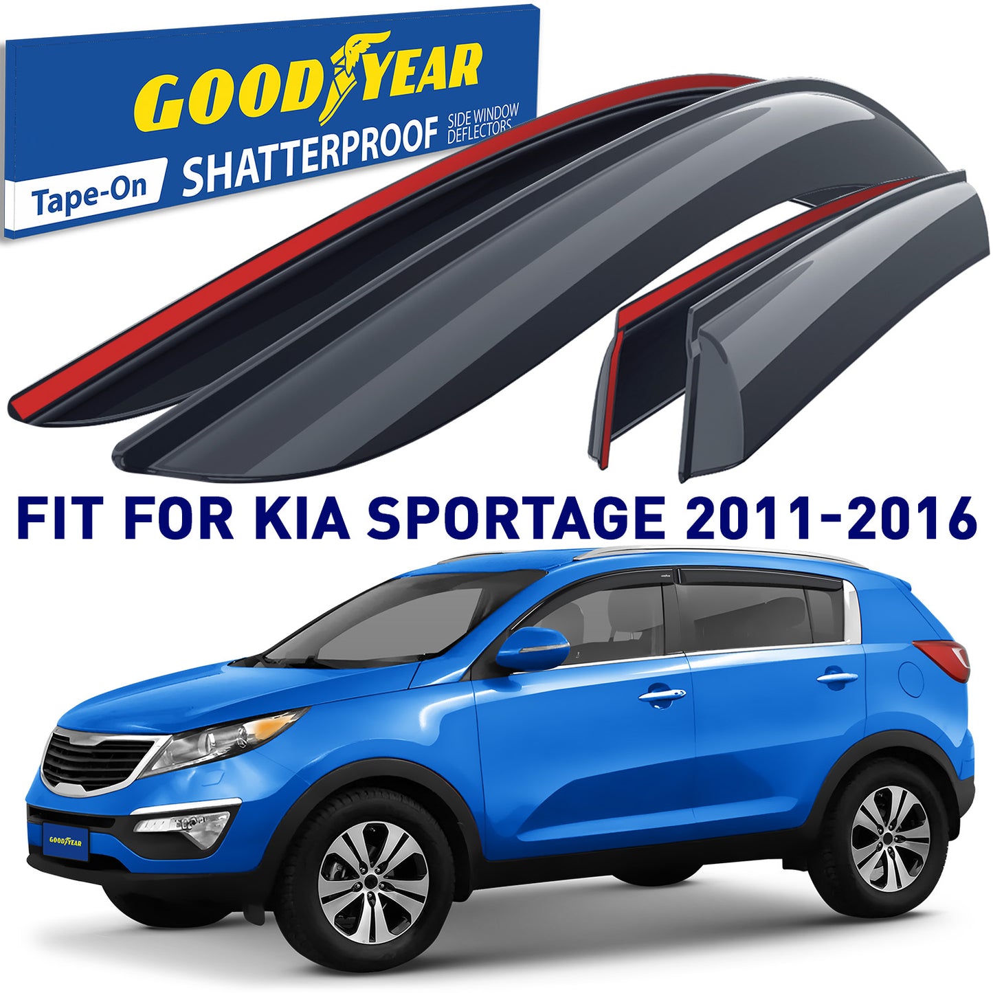 GOODYEAR Tape-On Window Deflectors Shatterproof