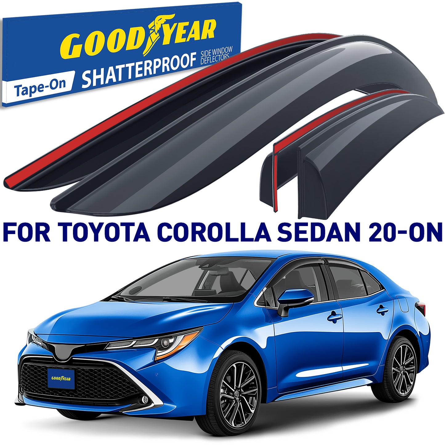 GOODYEAR Tape-On Window Deflectors Shatterproof