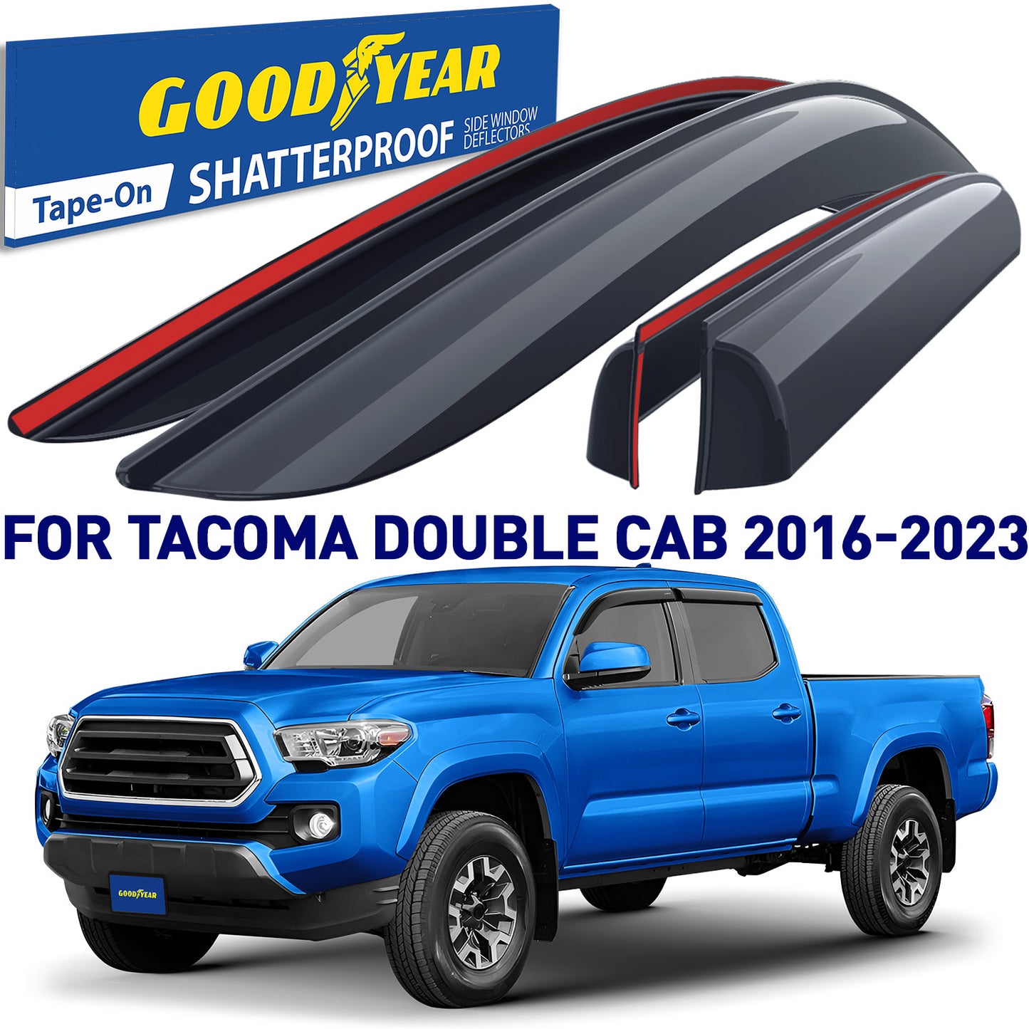 GOODYEAR Tape-On Window Deflectors Shatterproof