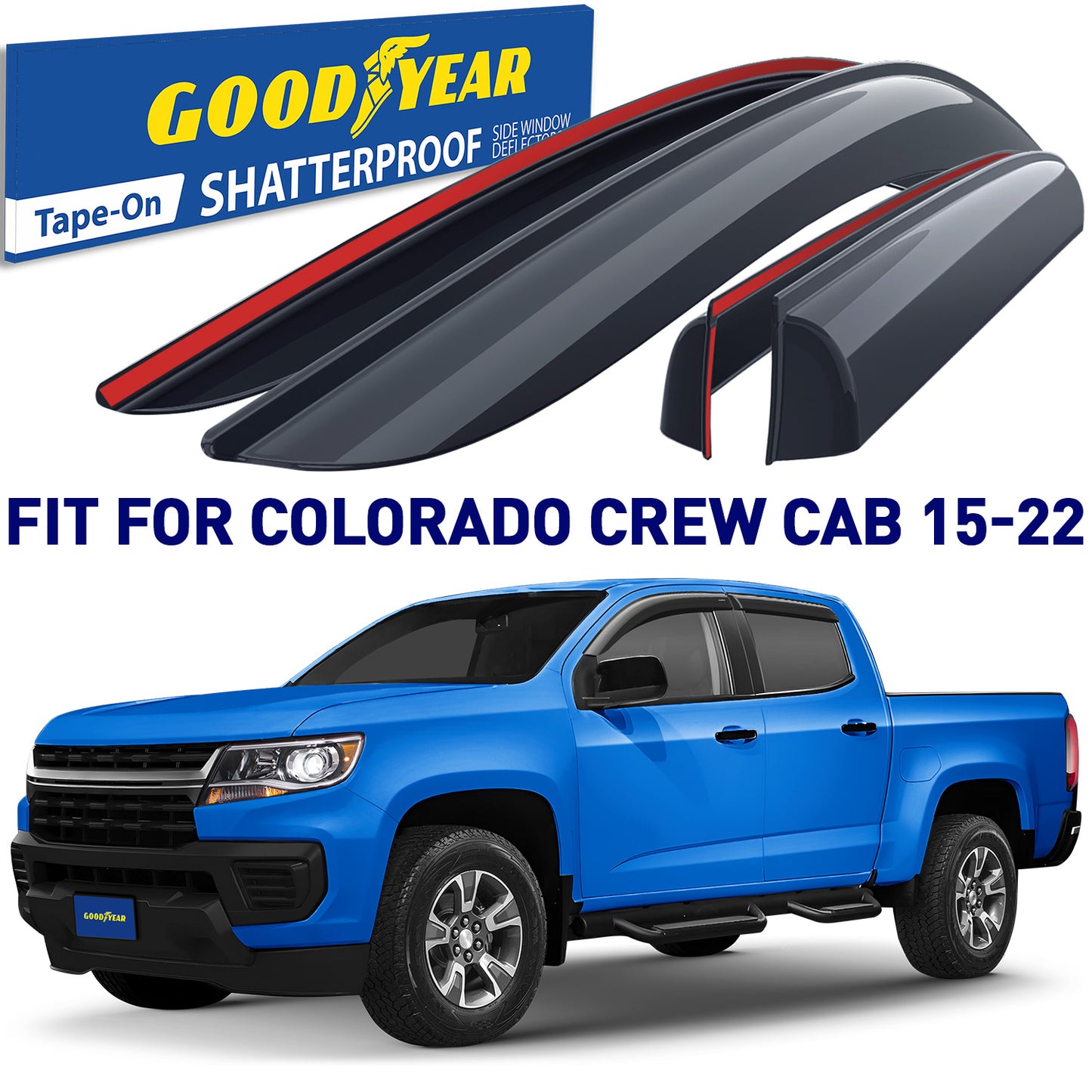 GOODYEAR Tape-On Window Deflectors Shatterproof