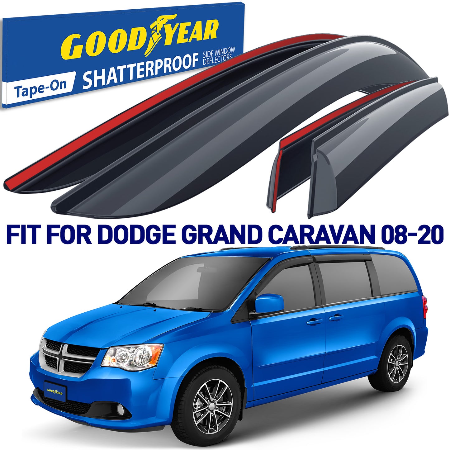GOODYEAR Tape-On Window Deflectors Shatterproof