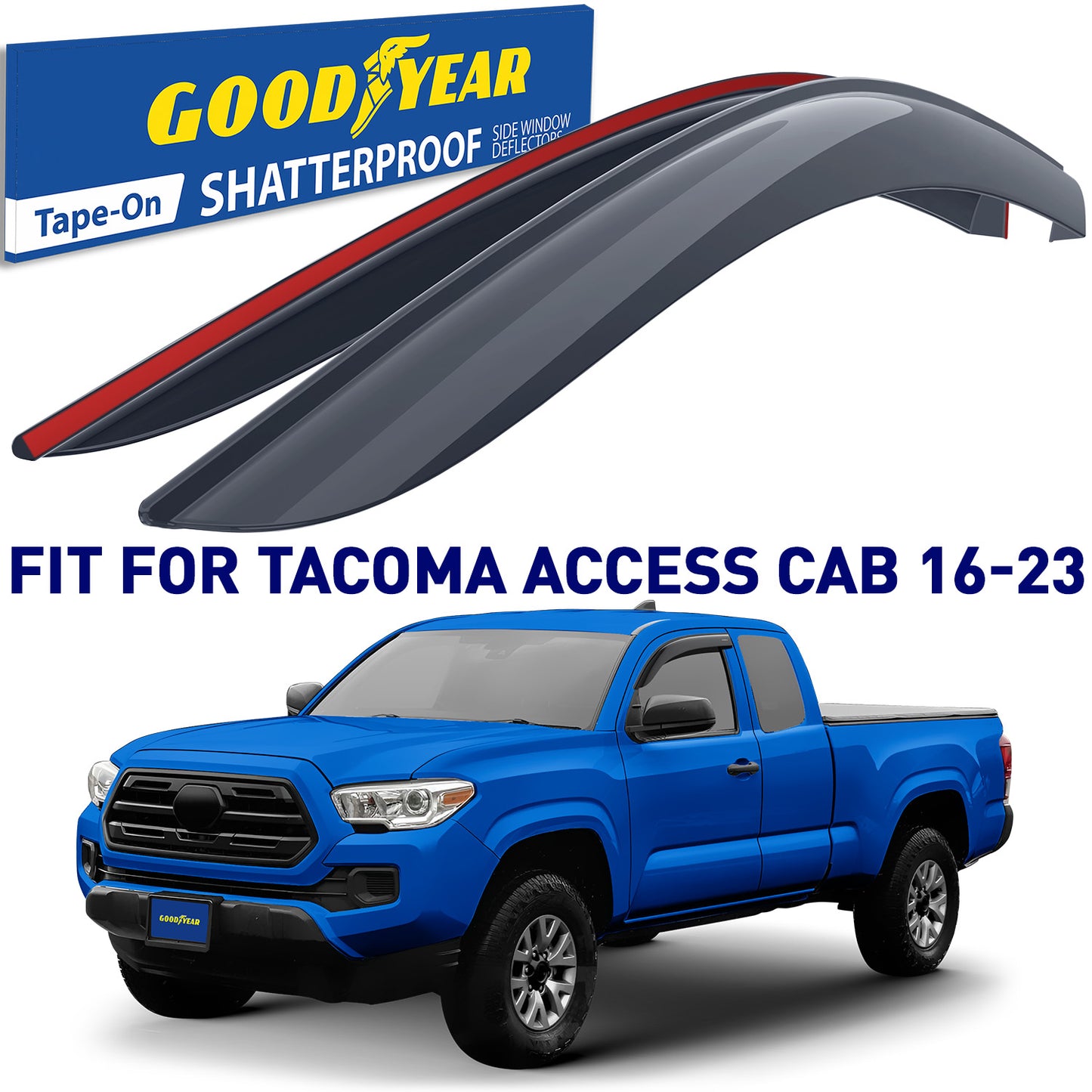GOODYEAR Tape-On Window Deflectors Shatterproof