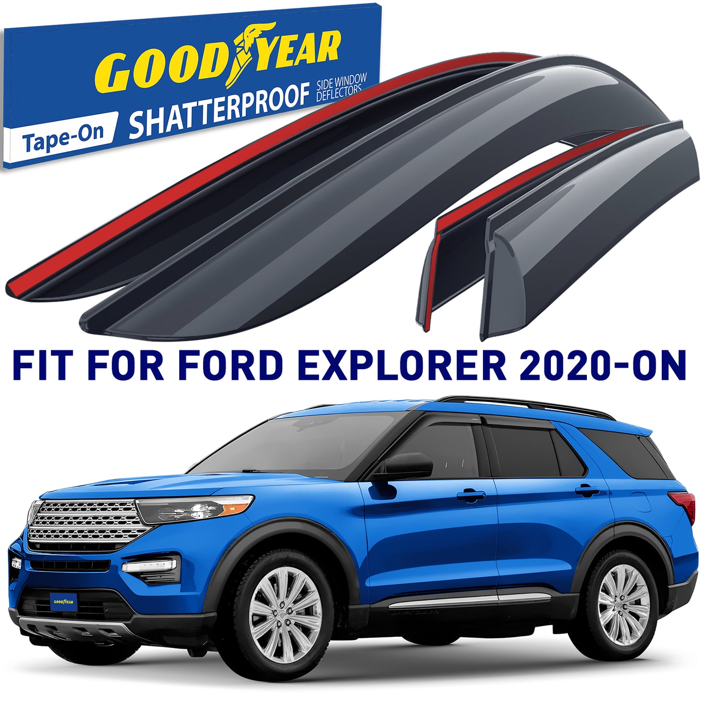 GOODYEAR Tape-On Window Deflectors Shatterproof