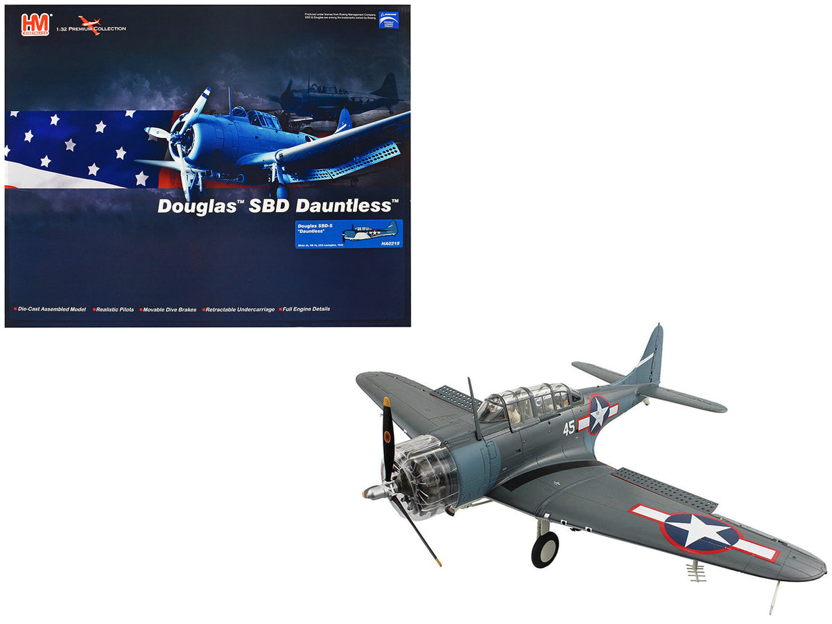 Douglas SBD-5 Dauntless Bomber Aircraft "VB-16 USS Lexington" (1943) United States Navy "Premium Collection" 1/32 Diecast Model by Hobby Master free shipping USA