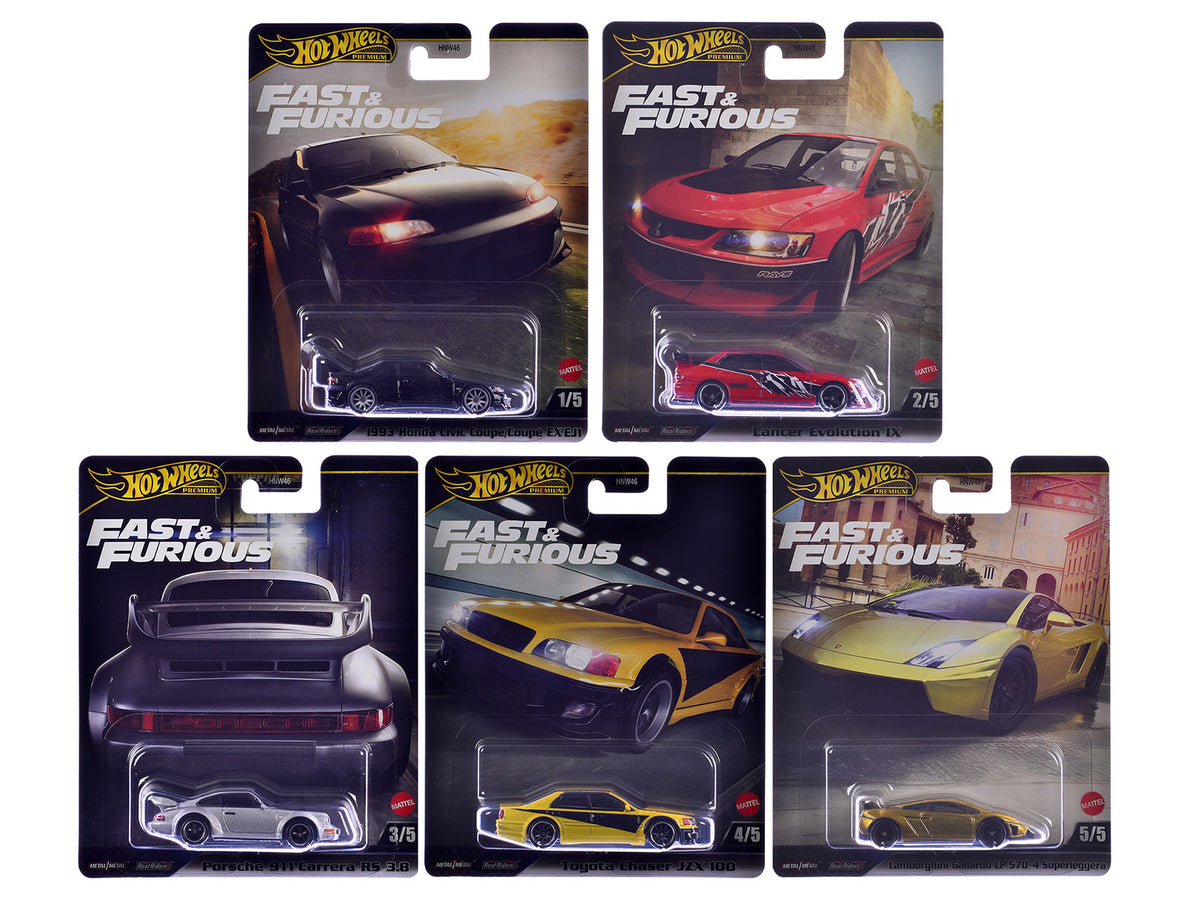"Fast & Furious" 2025 5 piece Set M Diecast Model Cars by Hot Wheels free shipping USA