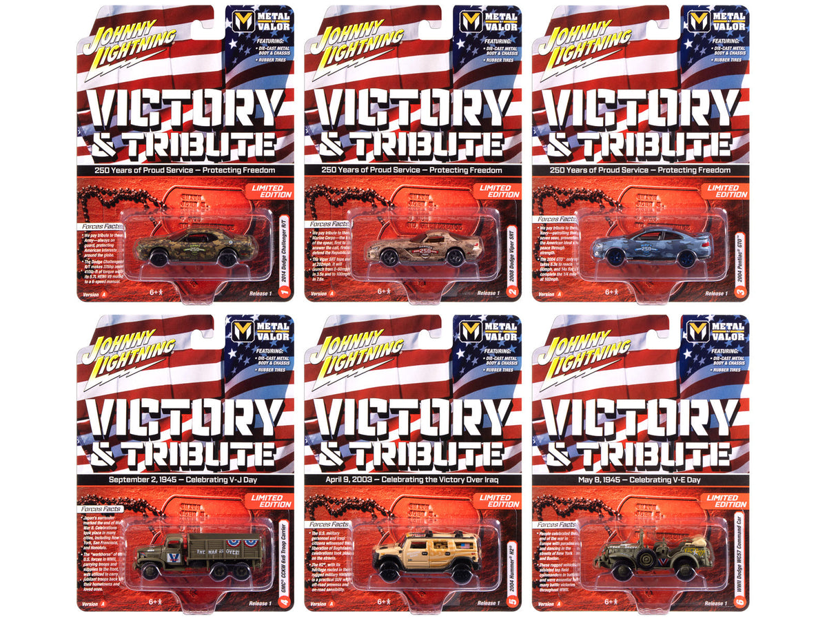 "Military" Set A of 6 pieces 2025 Release 1 Limited Edition Diecast Models by Johnny Lightning free shipping USA