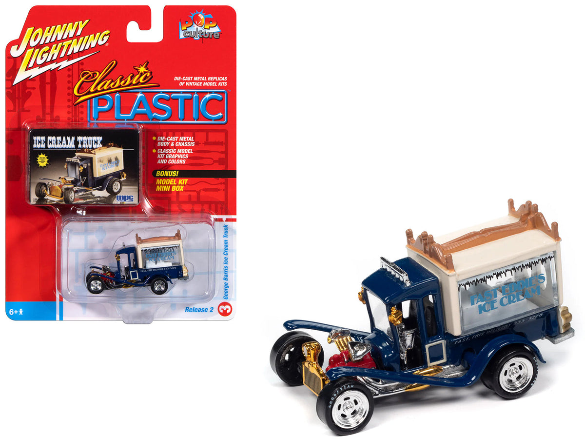 George Barris Ice Cream Truck Blue "Classic Plastic" "Pop Culture" 2024 Release 2 1/64 Diecast Model Car by Johnny Lightning free shipping USA