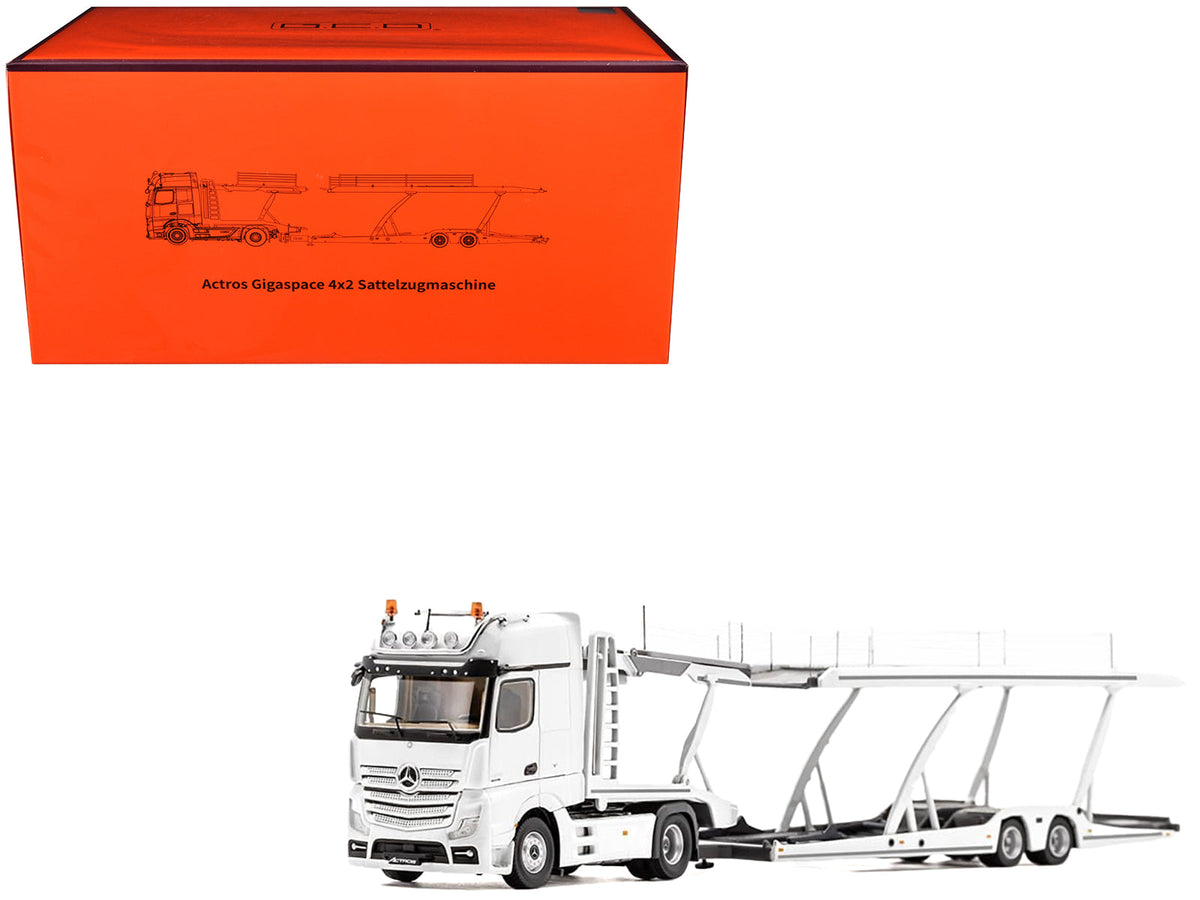 Mercedes-Benz Actros Auto Transporter White 1/64 Diecast Model by GCD free shipping USA