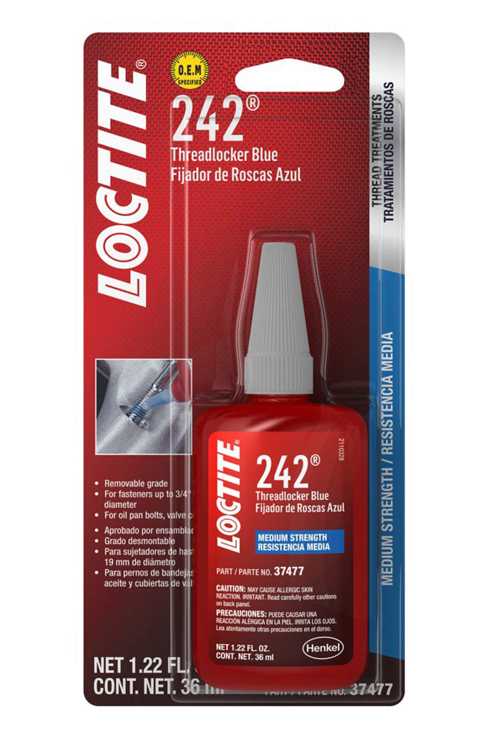 Threadlocker 242 Blue 36ml/1.22oz - 492140