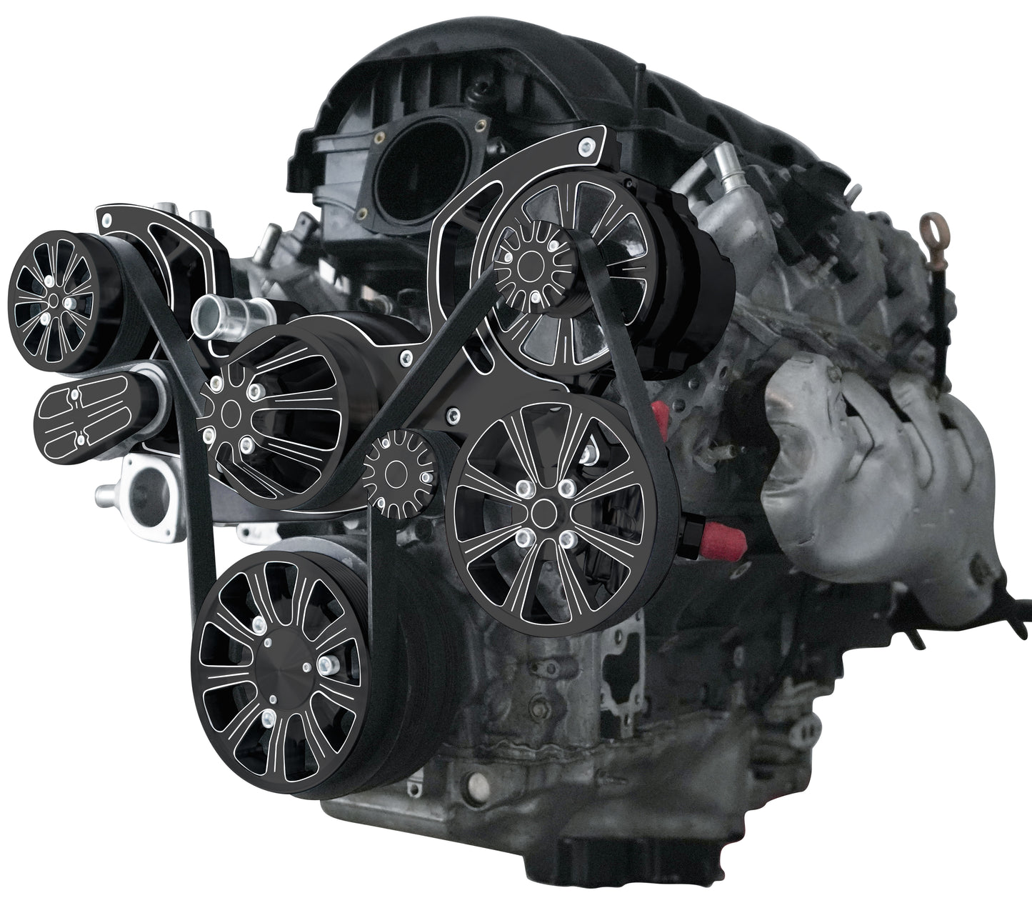 Chevy LT1 Gen V Evolution Serpentine System W/ AC PS & ALT. Black Powder Finish