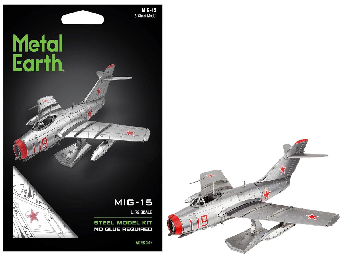 Model Kit Mikoyan-Gurevich MiG-15 Fighter Aircraft "Korean War" Soviet Air Force (Moderate Difficulty) Steel Model by Metal Earth free shipping USA